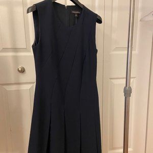 Banana Republic Asymmetrical Pleated Navy Dress
